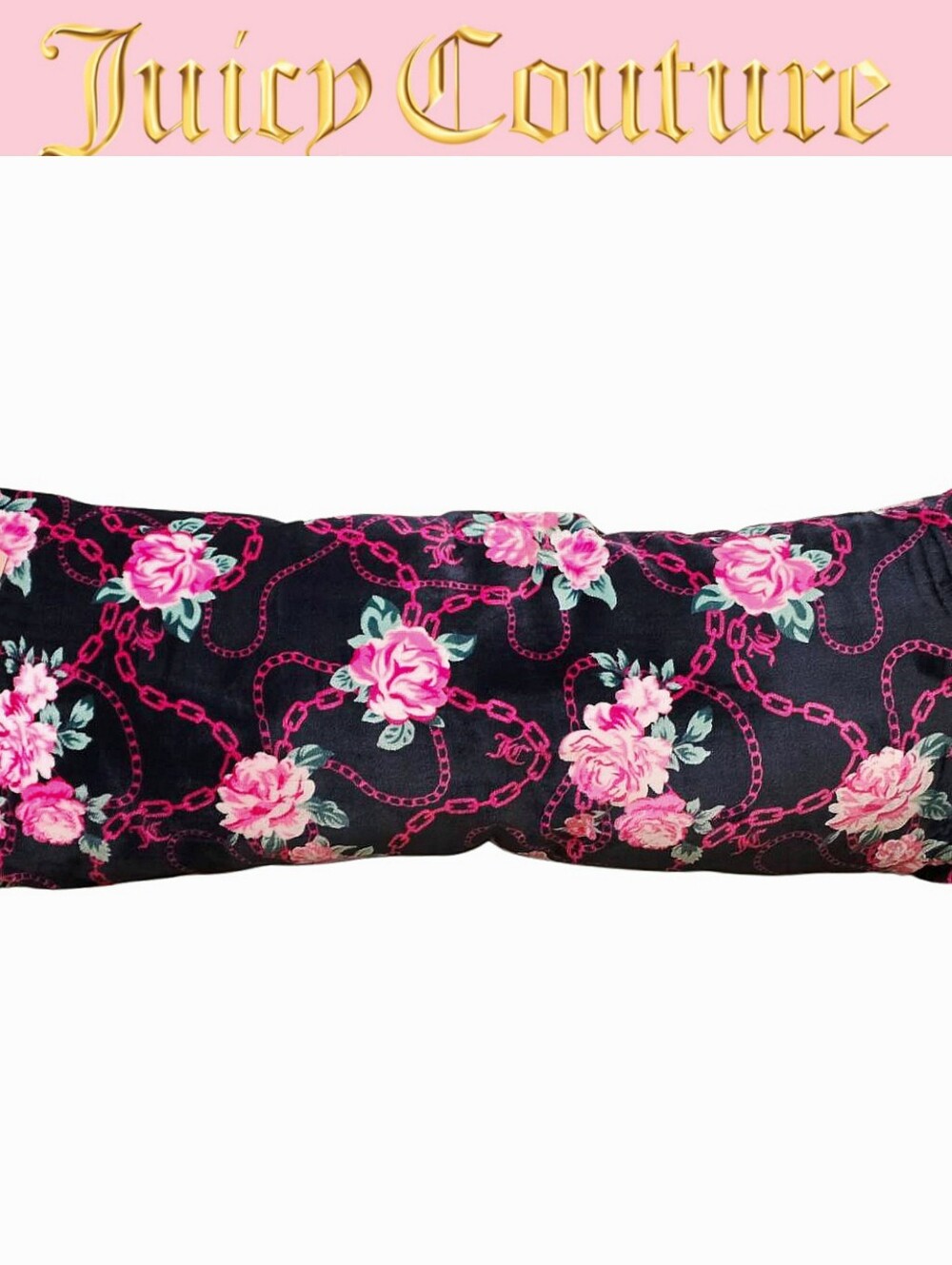 Juicy Couture Home JC Logo Floral Chains Body Pillow